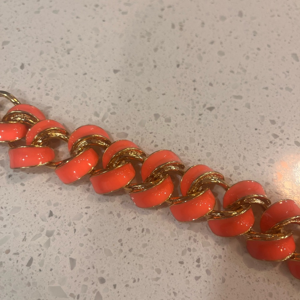 Gold and Coral Chain Bracelet